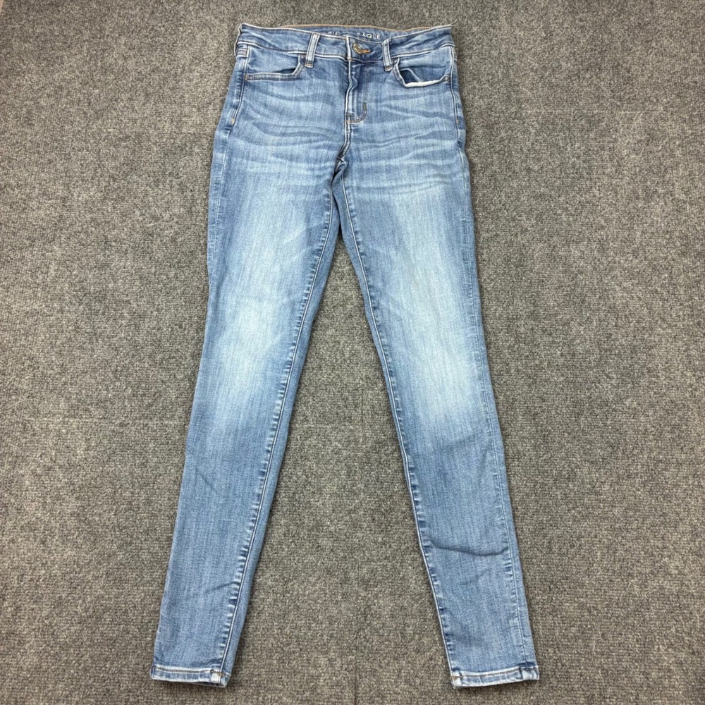 American Eagle Next Level Stretch Skinny Jeans Womens Size 2 Long Blue Denim